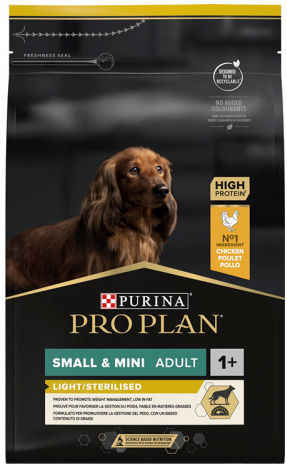 Purina Pro Plan OptiWeight Sterilised Small&Mini Adult 3kg Dry Food for Adult Neutered Small Breed Dogs with Chicken and Rice