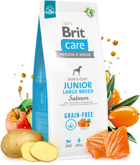 Brit Care Skin & Coat Junior Large 12kg Dry Food Grain-Free & Gluten-Free for Large Breed Puppies with Potatoes and Salmon