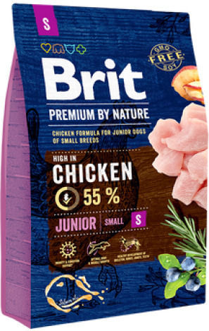 Brit Premium By Nature Junior Small 1kg Dry Food Gluten-Free for Small Breed Puppies with Chicken