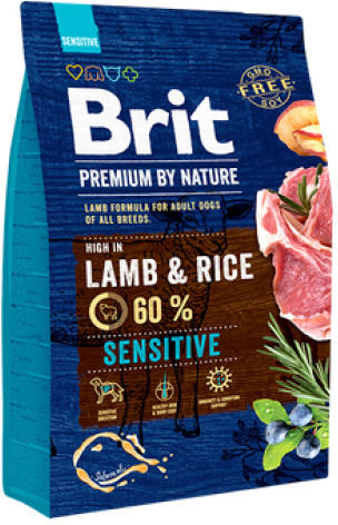 Brit Premium by Nature Adult Sensitive 3kg Dry Food Gluten-Free for Adult Dogs with Lamb and Rice