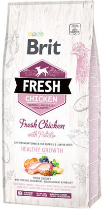 Brit Fresh Chicken Healthy Growth 12kg Dry Food Grain-Free for Puppies with Chicken and Potatoes