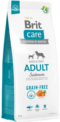 Brit Care Skin & Coat Adult 1kg Dry Food for Dogs Grain-Free & Gluten-Free with Salmon