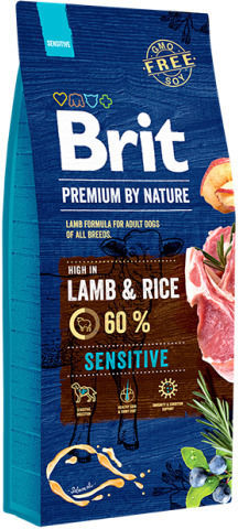 Brit Premium by Nature Adult Sensitive 1kg Dry Food Gluten-Free for Adult Dogs with Lamb and Rice