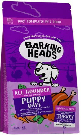 Barking Heads 2kg Dry Food Grain-Free for Puppies with Turkey, Vegetables, Salmon, Tuna and Potatoes