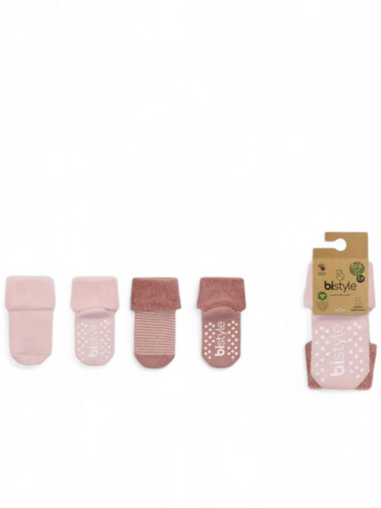 Biorganic Kids' Socks Non-Slip Pink 2 Pairs