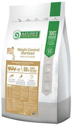 Nature's Protection Weight Control Sterilised Adult 12kg Dry Food Grain-Free for Adult Neutered Dogs with Corn, Poultry and Rice