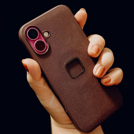 Peak Design Husă Back Cover Din Silicon / Țesătură Cu Curea Pentru Gât Rezistentă La Apă Burgundă (iPhone 16)