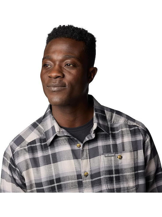 Cornell Woods Long-sleeved Flannel Shirt Checked Black/Grey