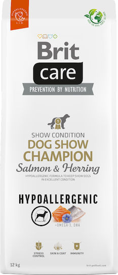 Brit Care Dog Show Champion 12кг Суха Храна без Зърнени храни за Възрастни Кучета с Херинга, Ориз и Сьомга