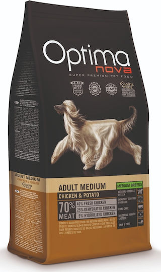 Optimanova Adult Medium 12kg Dry Food Grain-Free for Adult Medium Breed Dogs with Chicken and Potatoes