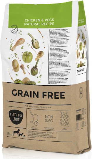 Natural 12kg Dry Food Grain-Free for Adult Dogs with Chicken, Tuna and Liver