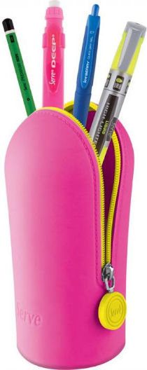 Serve Neon Pencil Case with 1 Compartment Pink