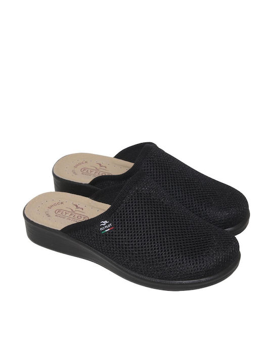 Fly Flot Femei Din piele Anatomici Sabot Negre