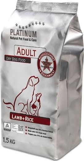 Platinum Pet Food & Care Dry Dog Food 1.5kg Dry Food Gluten-Free for Adult Neutered Dogs with Lamb and Rice