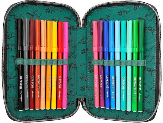 Depesche Pencil Case Barrel with 3 Compartments Green