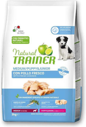 Natural Trainer Junior & Puppy Medium Chicken 3kg Dry Food for Medium Breed Puppies with Chicken