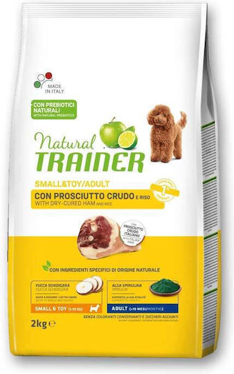 Natural Trainer Small & Toy Adult 2kg Ξηρά Τροφή για Ενήλικους Σκύλους Μικρόσωμων Φυλών με Προσούτο και Ρύζι