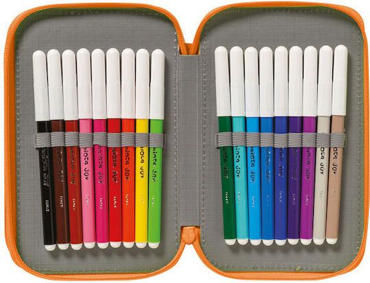 Carioca Comics Pencil Case Full 41pcs with 3 Compartments Gray Aargh