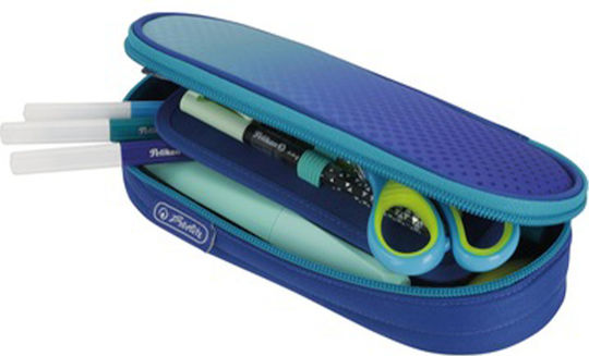 Herlitz Oval Dip Dye Blue Turquoise Pencil Case 21.5x9.5x6cm