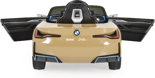 BO BMW i4 Cu Un Loc Cu Telecomandă Licențiat 12 Volți Bej Pentru 3+ Ani