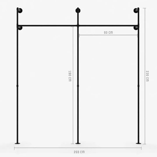 Wandhalterung Metall Schwarze 105x220cm