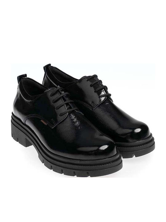 Women's Patent Leather Derby Shoes Black