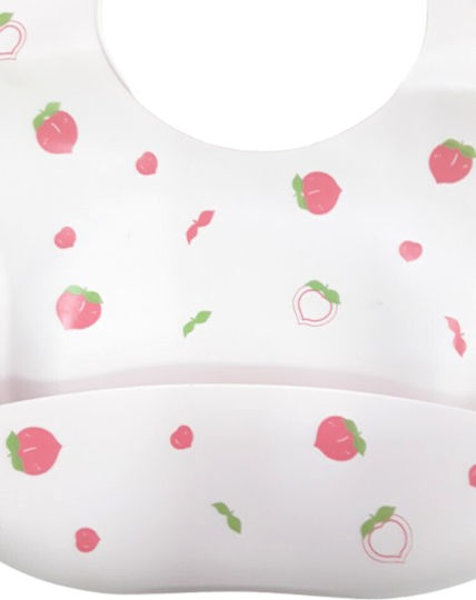 Beboulino Waterproof Bib Silicone with Pocket Pink Strawberry