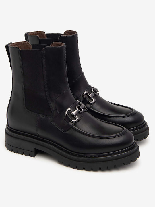 Nerogiardini Leder Stiefeletten Damen Schwarz