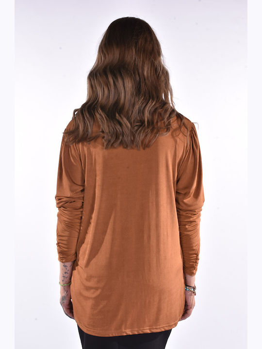 Damen Bluse Langärmelig Braun