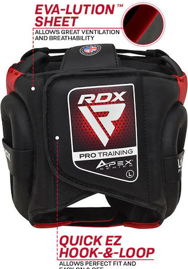 RDX Adult Full Face Boxing Headgear Leather Red