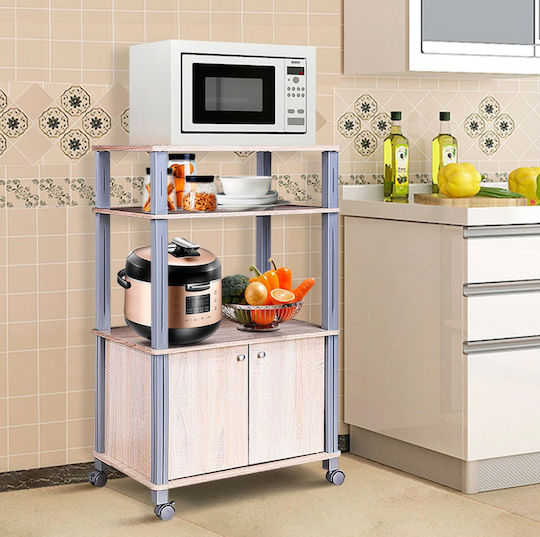 Costway Τρόλεϊ Κουζίνας Πλαστικό 4 Θέσεων Καφέ 60x40x98cm
