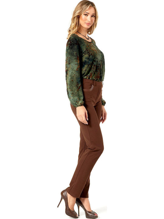 Damen Stoff Hose Brown