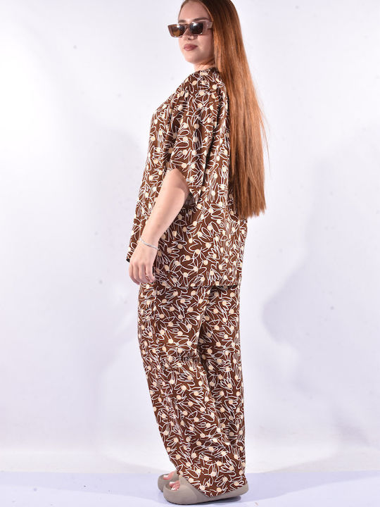 Damen Brown Set mit Hose