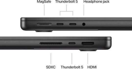 Apple MacBook Pro 14" 2024 14.2" Retina Display 120Hz M4 Pro 14‑Kern 24GB 1TB SSD 20‑Kern GPU Space Black GR Tastatursprache