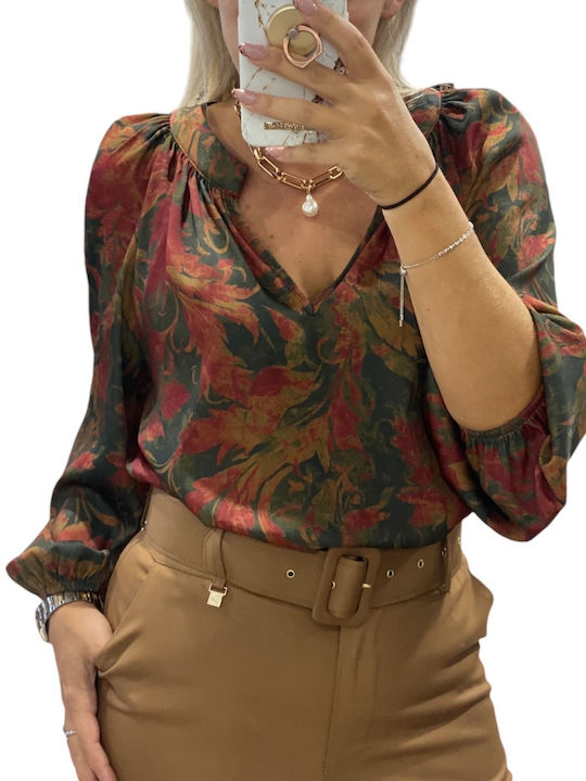 Women's Blouse Satin Burgundy