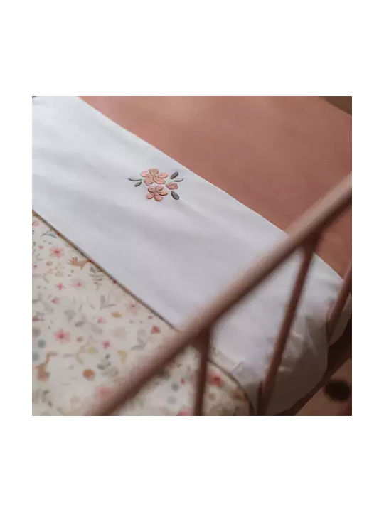 Little Dutch Βρεφικό Σεντόνι Κούνιας Βαμβακερό Flowers Λευκό 110x140εκ.