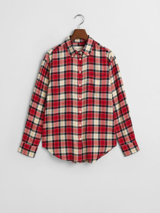 Gant Women's Checked Long Sleeve Shirt Red