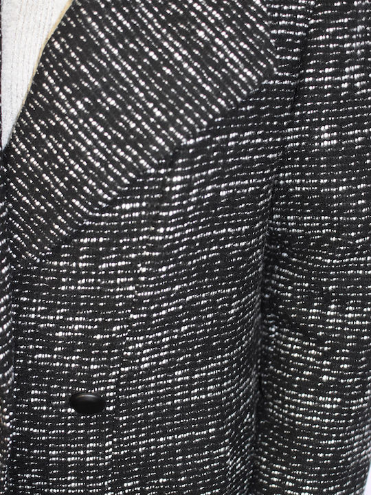 Women's black Coat with Buttons