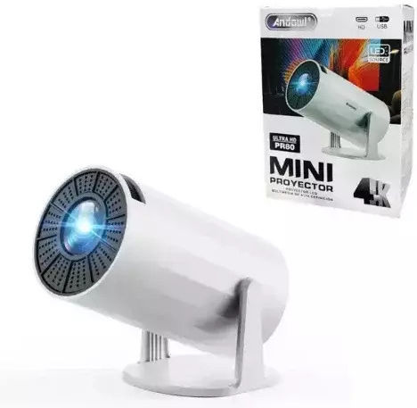 Andowl Mini Projector LCD HD LED Lamp with Built-in Speakers White