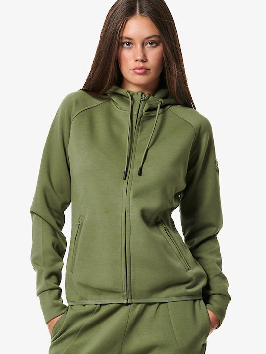 Body Action Women's Hooded Fleece Cardigan Khaki