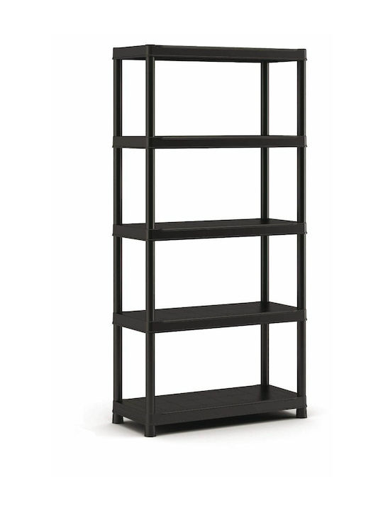 Plastic Outdoor Shelving Unit with 3 Shelves Black 90x45x182cm
