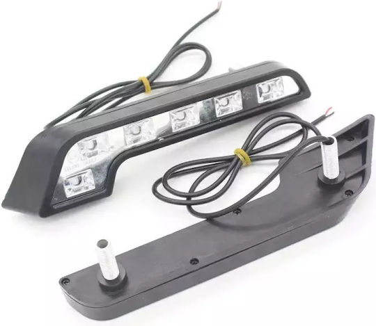 Φώτα Ημέρας Σχήματος L 6 Smd Led Dc 12v Λευκό 2τμχ Hw-0242