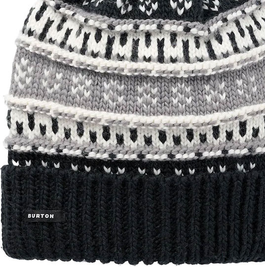 Recycled Pom Pom Beanie Γυναικείος Σκούφος Πλεκτός σε Μαύρο χρώμα