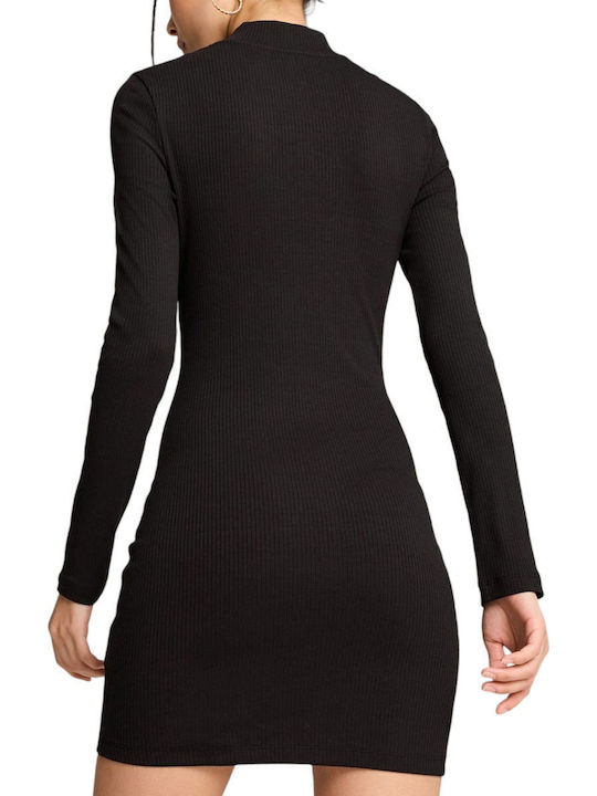 Classics Mini Sportliches Damenkleid Langärmeliges Schwarzes