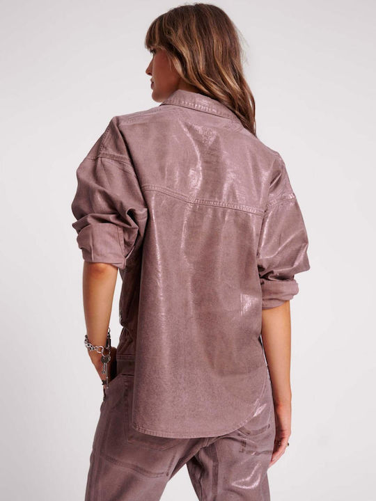 One Teaspoon Women's Denim Long Sleeve Shirt Brown