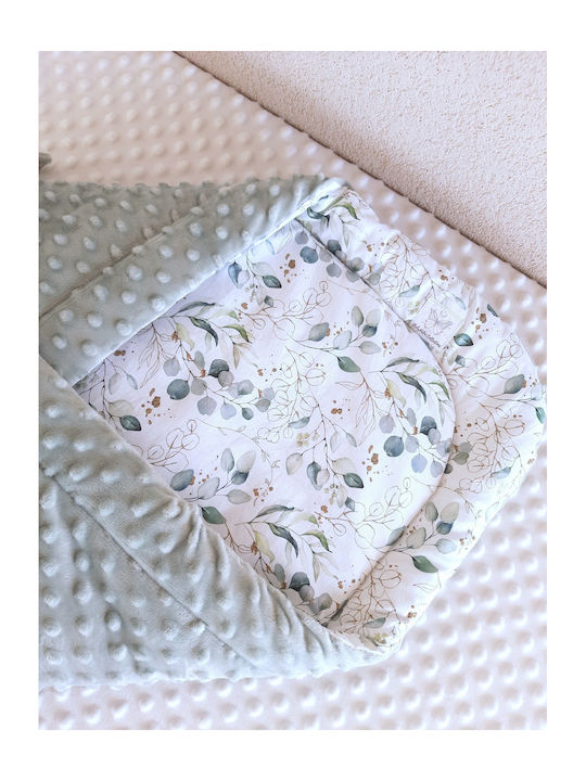 BabyValia Blanket Nursery Swaddling Blankets White Eucalyptus White Dusty Green 75x75cm