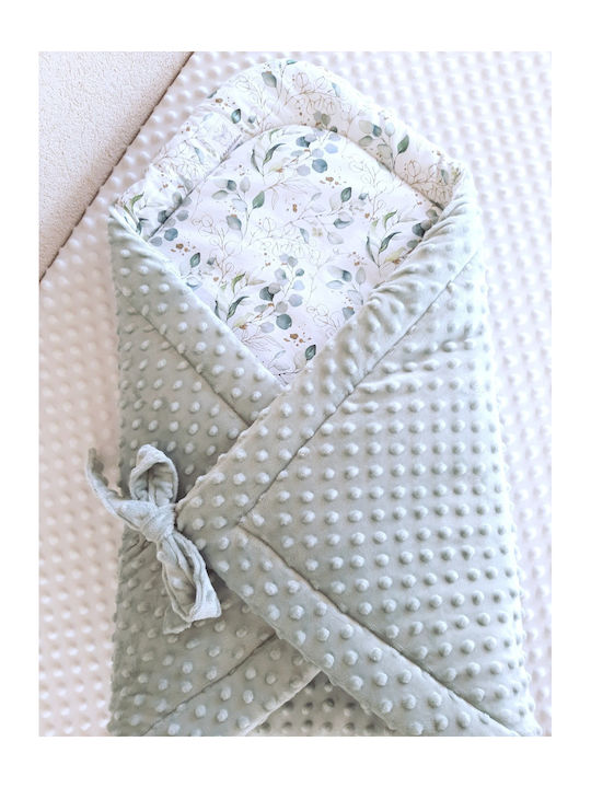 BabyValia Blanket Nursery Swaddling Blankets White Eucalyptus White Dusty Green 75x75cm