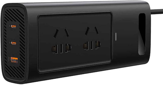 Baseus Инвертор за кола 150W за преобразуване на 12V DC в 220V AC с 3xUSB