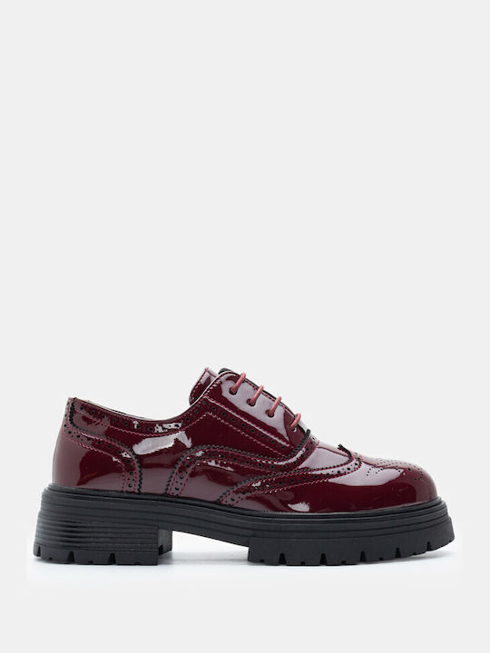 Luigi Women's Synthetic Leather Oxford Shoes Burgundy