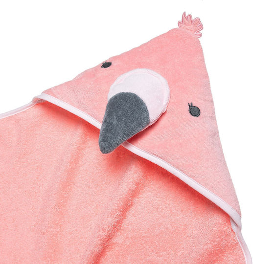 Alouette Baby Hooded Towel with Flamingo Design 75x75cm